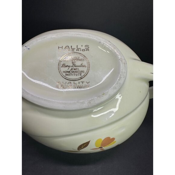 Vtg Hall Superior Jewel Autumn Leaf Pattern Aladdin Teapot Infuser Lid 9.5" Long - Picture 16 of 16